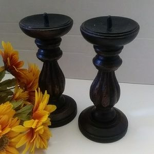 Candle holders wood 8in